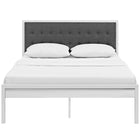 Modway - Millie Tissu Lit King, Gris blanc-Tête de lit en polyester à boutons touffés