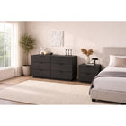 Manhattan Comfort - Ensemble contemporain moderne Chrystie 2 pièces : commode et table de chevet - Noir-Comprend 2 tiroirs spacieux à extension complète dans la table de nuit et 6 tiroirs à extension complète dans la commode pour un rangement organisé et facilement accessible