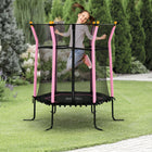 Soozier - Trampoline pour enfants avec filet de protection - 64" de diamètre - Rose-Fabriqué à partir d'un cadre en acier revêtu de poudre et d'une enceinte en filet anti-UV pour une utilisation durable 