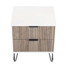 Manhattan Comfort - Dumbo table de chevet moderne, commode et commode haute 5 tiroirs - blanc et gris rustique - ensemble de 3-10