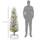 HOMCOM - Arbre de Noël artificiel floqué enneigé de 5 pieds avec lumières-La forme du crayon s'adapte parfaitement aux petits espaces ou aux entrées 