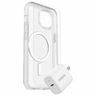 OtterBox - Protection+Power Kit (Symmetry+ with MagSafe Clear avec Trusted Glass et Chargeur Mural 20W Blanc) pour iPhone 14/13-DROP+ 3x testé selon la norme militaire.