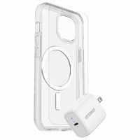 OtterBox - Protection+Power Kit (Symmetry+ with MagSafe Clear avec Trusted Glass et Chargeur Mural 20W Blanc) pour iPhone 14/13-DROP+ 3x testé selon la norme militaire.