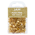 JAM Paper - Punaises colourées - dorées - paquet de 100-Punaises à tête en plastique | Couleur : doré