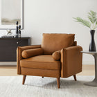 Modway - Revive Rembourré Cuir végane Fauteuil d’accent - Tan-Deux coussins renforcés