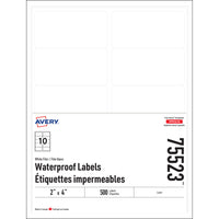 Avery - Étiquettes Imperméables - 2 po x 4 po - Paquet de 500-Blanc