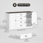 HOMCOM - Buffet 57,9 po L avec station de charge et plateau épaissi - grain de bois blanc-Style ferme avec moulures couronnées, panneaux encadrés et poignées vintage 