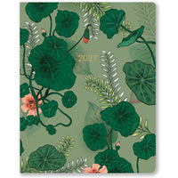 High Note - Agenda hebdomadaire/mensuel 2027 - 9,75 po x 7,75 po - Greenery - Anglais-Ornements en feuille métallique sur les couvertures avant et arrière