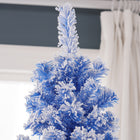 HOMCOM - Arbre de Noël artificiel fin floqué de neige artificielle 7.5pi-La base est amovible et pliable pour un rangement facile 
