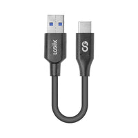 LOGiiX - Sync & Charge USB-A vers USB-C 15cm - Noir-Câble compact USB-A vers USB Type-C de 15cm (~0,49 pi)