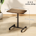 HOMCOM - Bureau debout à hauteur réglable pneumatique avec roulettes - brun rustique-Structure en métal avec revêtement en poudre, garantissant un noyau solide