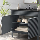Modway - Render 36" Vanette de salle de bain - Gris Noir-MDF et panneau de particules