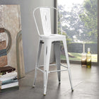 Modway - Promenade Métal Tabouret de bar - Blanc-Acier revêtu de poudre