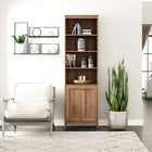 Prepac - Bibliothèque haute Yaletown 79,50 po avec portes, cabinet de rangement avec portes et étagères - Chêne naturel-Matériau durable pour une utilisation à long terme: La vitrine est construite à partir de bois composites stratifiés non toxiques (conformes à la norme CARB 2) avec un support robuste en panneau de fibres à densité moyenne pour plus de résistance - l'armoire marron est facile à nettoyer et respectueuse de l'environnement