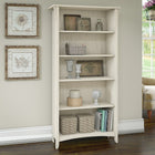 Bush Furniture Salinas – Bibliothèque à 5 étagères - blanc antique (SAB132AW-03)-Bibliothèque à 5 étagères au fini blanc antique avec une touche légèrement vieillie pour un look décontracté