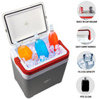 Koolatron - Glacière avec poignée de transport verrouillable - 25 L - gris et rouge-Fabriqué en matériau résistant à la perforation et exempt de BPA
