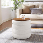 Modway - Mezzo Manche Tissu Boucle Ottoman de stockage - Nuage-Couvercle de placage à grains de bois