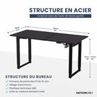 MotionGrey - Bureau debout électrique réglable Ergo2 Pro avec réglages de mémoire - 55 po x 28 po, plateau noir, cadre noir-Chef de file de l’industrie - Le bureau debout MotionGrey noir offre une plage de hauteur étendue, allant de 73 cm jusqu’à 118 cm. Le clavier MG vous permet de programmer vos hauteurs préférées pour la position assise et debout — il suffit ensuite d’appuyer sur le réglage sauvegardé pour revenir à la position souhaitée.