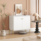 HOMCOM - Buffet moderne 31,5 po L avec portes rainurées - blanc-Le buffet polyvalent peut être utilisé comme meuble d’appoint, meuble de rangement de cuisine, meuble pour bar à café ou meuble d’entrée 