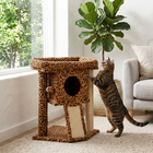 PawHut - Arbre à chat, petite tour pour chat avec perchoir, poteau à griffer - motif léopard-Coussin à griffer en jute inclus, permettant aux chats d’aiguiser leurs griffes et de les dissuader d’utiliser vos meubles  
