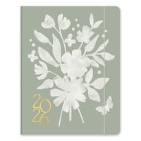 Orange Circle Studio - 2026 Agenda mensuel Just Right - 9,75 po x 7,50 po - Bouquet de Sauge - Bilingue-Doté d’une bande élastique pour la fermeture et d’une pochette de rangement intérieure