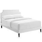 Modway - Laura Vinyle Lit à plateforme complet avec pieds carrés effilés, Blanc-Cadre en bois / panneau en particules