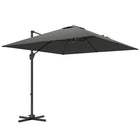 Outsunny - Parasol suspendu déporté carré 8 pi L x 8 pi l avec rotation à 360°, gris foncé-Parasol de terrasse déporté attrayant et élégant offrant une protection supplémentaire contre les éléments grâce à son design supérieur d’inclinaison et de manivelle  