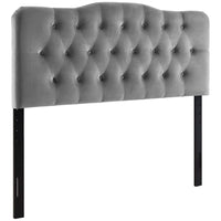 Modway - Annabel Touffe de diamant Performance Velvet Tête de lit King, Gris-Luxueuse tête de lit King
