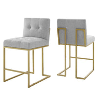 Modway - Privy Tissu rembourré Tabouret de comptoir - Or gris clair - Ensemble de 2-Tabouret de comptoir de cuisine Glam Deco