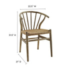 Modway - Flourish Fuseau Fauteuil d’appoint de salle à manger - Gris-Broche arrondie à dos