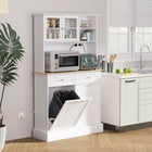 HOMCOM - Armoire de cuisine avec station de recharge - blanc-Les panneaux de particules, le MDF peint et les kits anti-basculement assurent stabilité et sécurité 