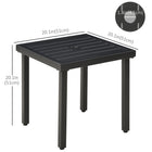 Outsunny - Table d'appoint de jardin avec trou pour parasol - noir-Traité par électrophorèse avant revêtement en poudre pour protéger la table de la pluie ou de la rouille 