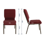 Flash Furniture – Chaise d’église empilable Hercules 18,5 po larg., siège 4,25 po épais, motif bourgogne, structure dorée-Pochette à dossier pour le rangement de livres