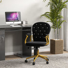 Vinsetto - Chaise de coiffeuse avec dossier et accoudoirs capitonnés à boutons - noir-Dossier capitonné à boutons orné de cristaux décoratifs en plastique pour une touche d’élégance