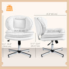 HOMCOM - Chaise de bureau sans accoudoirs à croisillons - blanc-Base en métal électroplaqué et patins antidérapants pour la stabilité