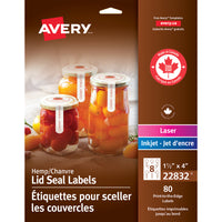 Avery - Étiquettes pour sceller les couvercles - 1-1/2po x 4po - 80 Étiquettes-Étiquettes chanvre, seau de couvercles