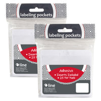 C-Line - Pochettes d'étiquetage auto-adhésives avec inserts - 2 paquets de 25-Les pochettes autocollantes en polyéthylène transparent vous permettent d'attacher des étiquettes aux bacs, étagères, tiroirs, armoires... presque n'importe où.