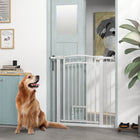 PawHut - Porte pour Chien avec Porte pour Chat et 2 Kits d'Extension - 30"-41" L x 42" H-Options de montage par pression ou installation avec perçage