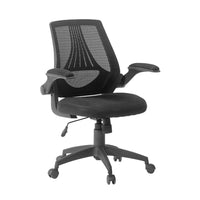 Sauder - Chaise de direction Gruga - Noir-Assise en tissu noir avec dos en maille moulé
