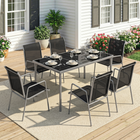Outsunny - ensemble de salle à manger de jardin 7 pièces avec 6 chaises empilables - noir-Dossier réglable - de 0 à 180 degrés pour répondre à vos besoins de confort