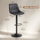 HOMCOM - Tabourets de bar pivotants réglables en cuir synthétique avec dossier - noir - paquet de 2-Structure en métal enduit de poudre, stable et fiable 
