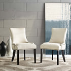 Modway - Marquis Tissu Fauteuil d’appoint de salle à manger Ensemble de 2 - Beige-Pattes en caoutchouc noir