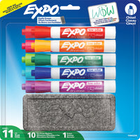 ExpoMD – Trousse de départ de marqueurs à effacement sec à faible odeur, pointe biseautée, couleurs variées, 10/paquet-Encre de couleur vive spécialement formulée pour dégager une faible odeur
