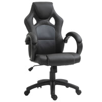 HOMCOM - Chaise de bureau style voiture de course - gris-Design confortable avec cuir PU doux et assise rembourrée pour un confort accru