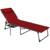Outsunny - Chaise longue pliante - chaise de bronzage à 5 niveaux - rouge-Profitez de repas en plein air avec une grande table de 180×77 cm et huit chaises