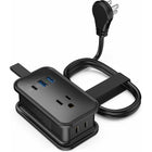 Uncaged Ergonomics - Chargeur de voyage ergonomique sans cage - 4 AC - 2 USB - 1 USB-C - Noir-2 prises à 3 broches.