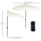 Outsunny - Parasol demi-patio avec manivelle et aération - 7,5 pi - blanc crème-Aération supérieure pour réduire le risque de renversement par le vent