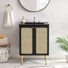 Modway - Chaucer 24" Vanette de salle de bain - Noir noir-Boutons d’armoire en métal