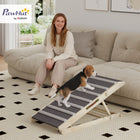 PawHut - Rampe pour chien pliable 14 po-20 po H pour canapé, avec tapis antidérapant-Doté d’un tapis antidérapant et de barres transversales, assurant une prise sûre à votre animal 
