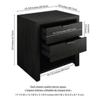 Hudson&Canal - Table de chevet rectangulaire Clarice 24 po, grain noir-Caractéristiques assemblage facile